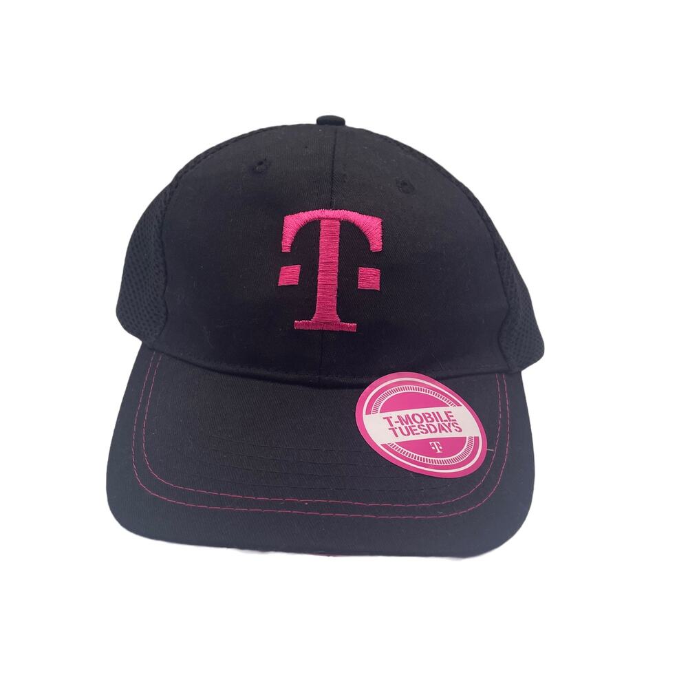 T-Mobile Tuesdays Hat Cap Black Pink Mesh Lightweight Adjustable Unisex One Size